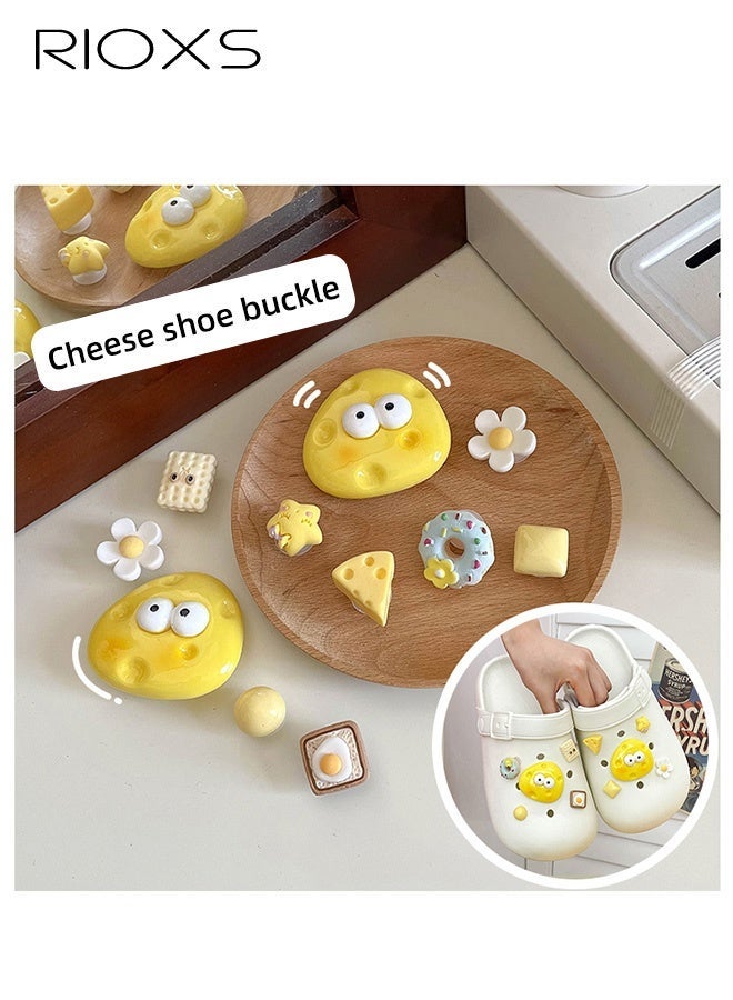 RIOXS Women's Men's Water Clogs, Unisex Garden Clog Mule Slippers, Cartoon Cheese Summer Garden Slippers, Classic DIY Slippers for Men and Women, Comfortable Platform Mules with Ventilation Holes, Anti-slip Ventilated Slip On Sandals, Slide Slippers with Cute Decoration Charms for Girls Boys, Casual Outdoor Beach Slide Sandals for Pool/ Bathroom/Dormitory/Out Going - Image 4